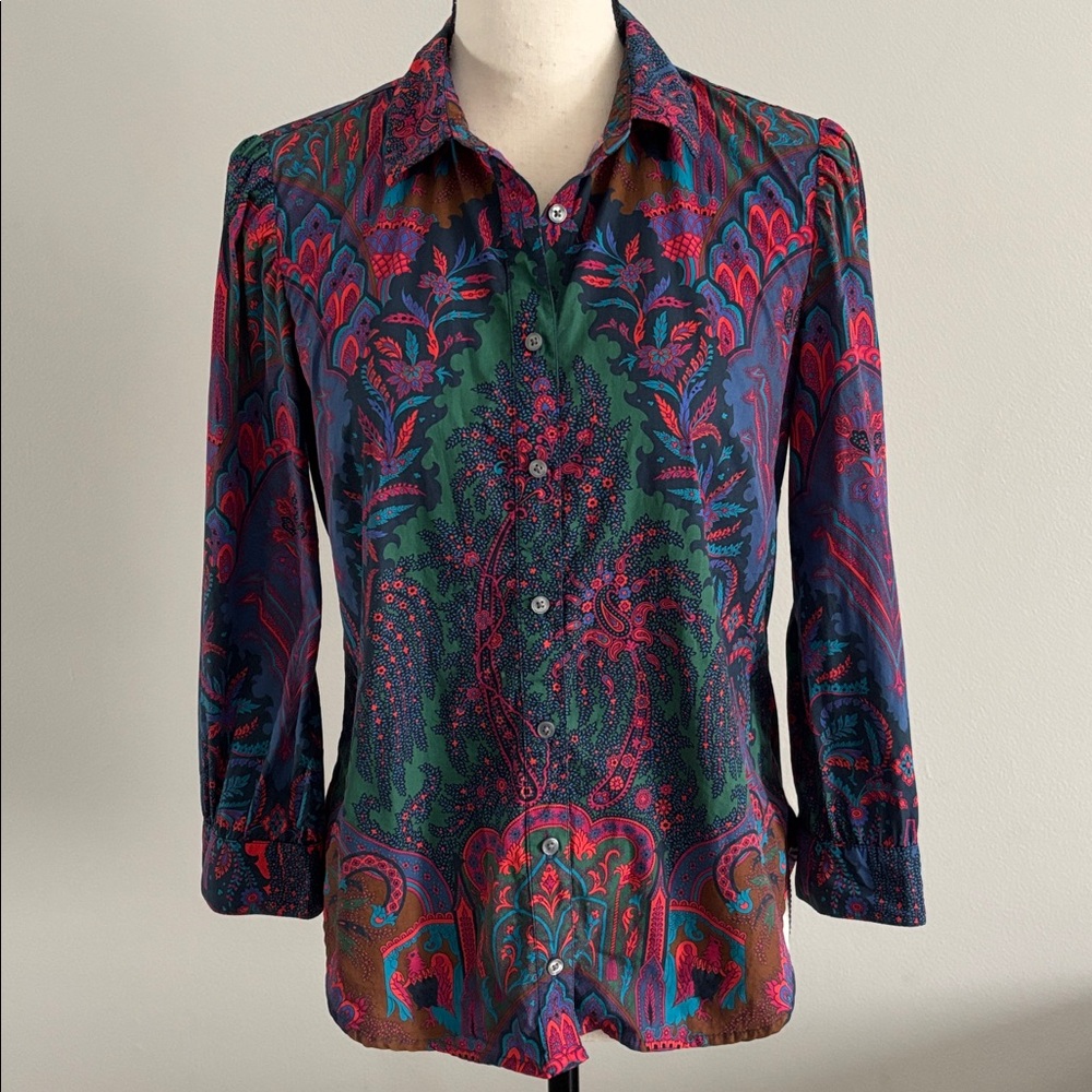 J. Crew Ratti Paisley Button Down Top, sz 4